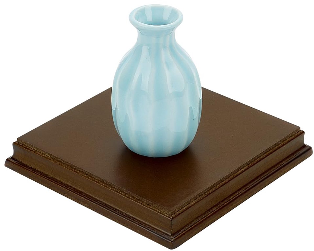 Kokosbruine vierkante houten standaard basis 12,6 x 12,6 x 1,8 cm MDF houten basis met Ogee Edge houten displaybasis voor edelstenen en sieraden decoratie houten basis voor vaas