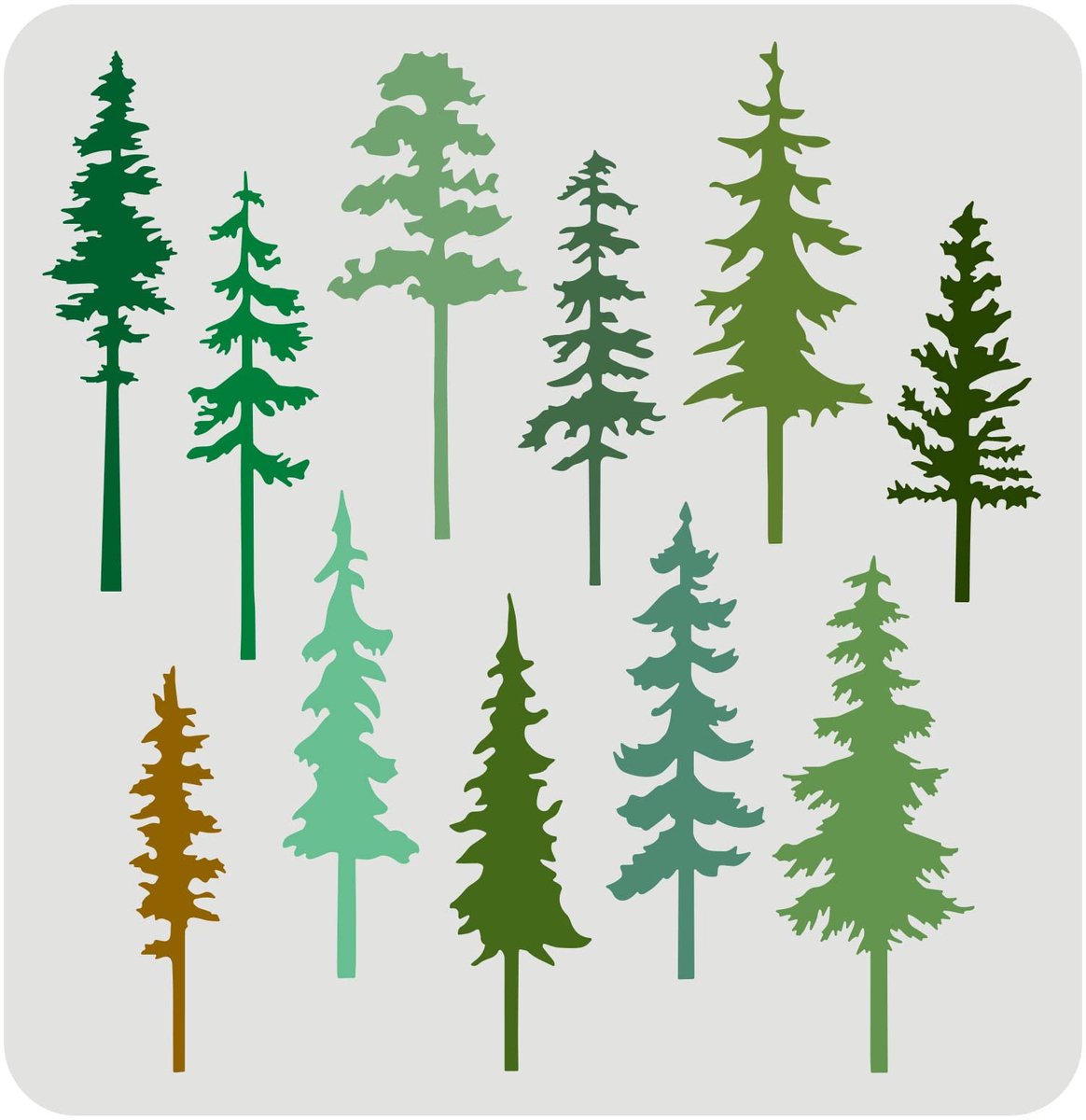 Dennenboom Decor Stencil 30 x 30 cm Groot Bos Herbruikbare Mylar DIY Kunst Ambachten Schilderen Model Krijttekens Natuurlijke Planten Sjablonen om te