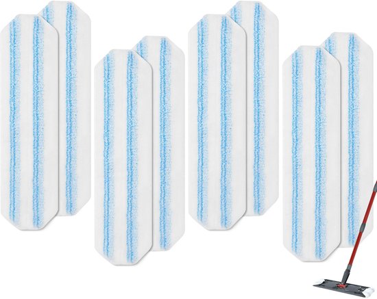 Lot de 8 tampons de rechange en microfibre pour balai à franges O-Cedar H2Pro - Tête de rechange pour balai à franges O-Cedar/ Vileda H2Pro - Tampons lavables en machine et réutilisables - Pour un nettoyage en profondeur