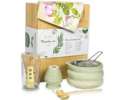 Budu Matchatset 7-delig - Matcha klopper - Matcha kom - Matcha Wisk - Matcha starterkit - Zeef - Cadeauset Matcha - Cadeau