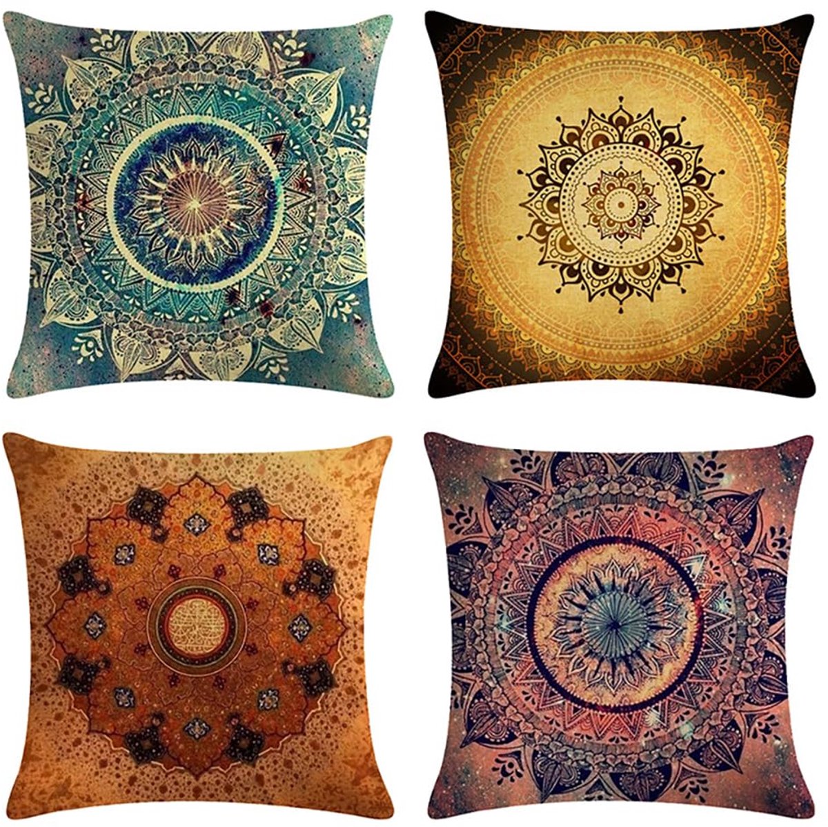 Ibenzoa Decoratieve Boho Kussenhoes 45x45cm met Mandala Print voor Thuis Kleurrijke