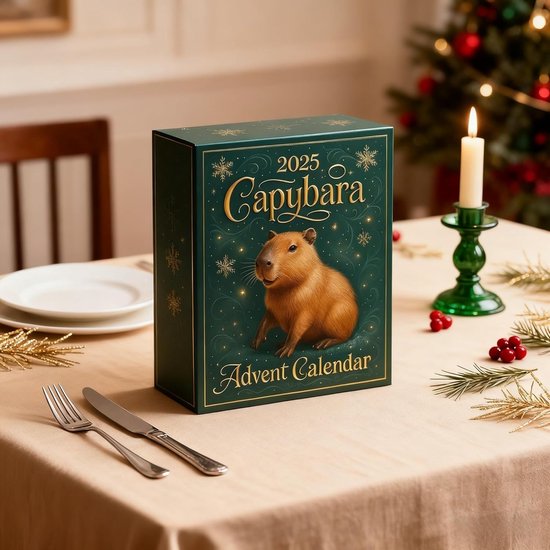 Calendrier De L'Avent Capybara 2025 - 24 Figurines, Décoration Bureau Noël, Compte à Rebours Festif (28x21 Cm)