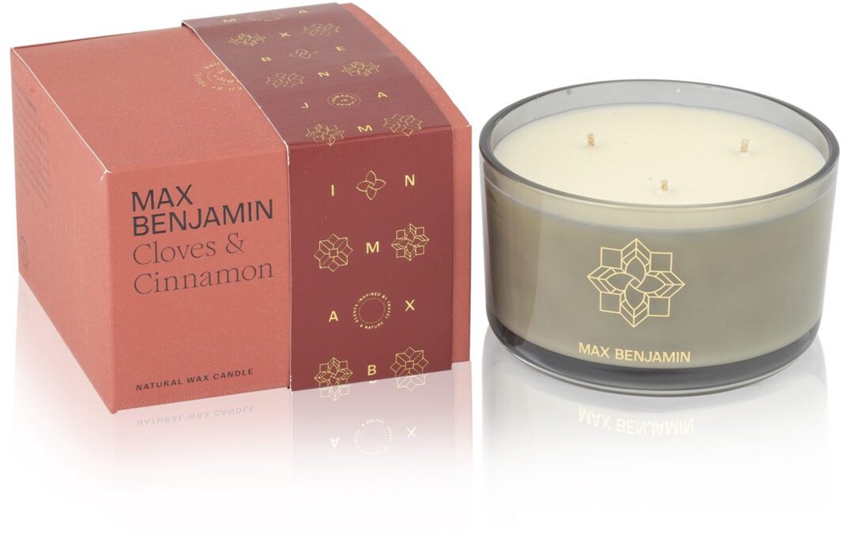 Max Benjamin Geurkaars met 3 lonten - Cloves & Cinnamon - 70 branduren Rood