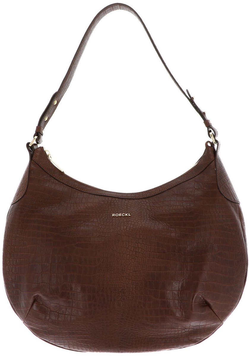 ROECKL Leren schoudertas Liberty Shoulderbag Croco Saddle Brown bruine