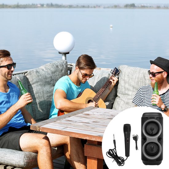 Draagbare Luidspreker - Draadloze Luidspreker Met Rgb-Verlichting - Zware Bas - USB-Ingang - Microfoonaansluiting - Geschikt Voor Feesten, Kamperen In De Buitenlucht En Karaoke-Evenementen — afbeelding 5