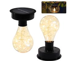 Tuinverlichting op zonne-energie - 2 stuks reserveonderdelen met led-gloeilamp en 8 cm zonnepaneel