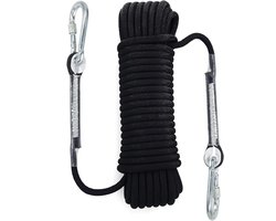 8 mm Klimtouw - Veiligheidstouw met Karabijnhaak - 10 m Multifunctioneel Touw - Gemaakt van Hoge Sterkte Nylon - Buitensport Klimmen Camping Parachute Redding 10 m