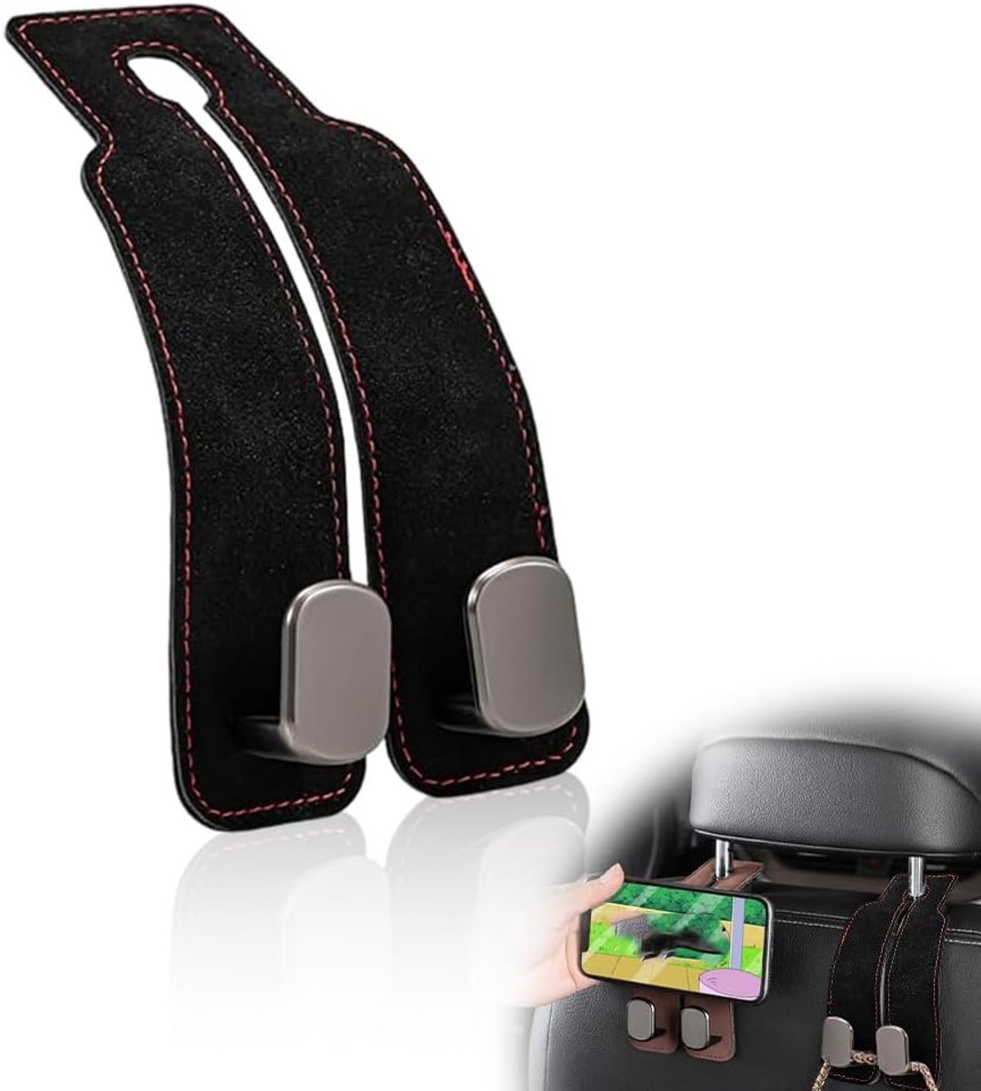 Image of 1 Piece Double Hook voor Auto Zitplaats - Hoofdsteun Haak - Leer Haak - Auto Organizer - Handtas Haak - Auto Haak