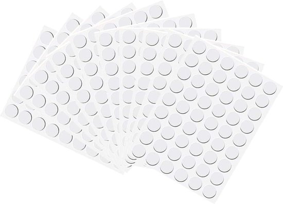Pack of 540 Screw Caps - Zelfklevende Ronde Stickers - Voor Gaten in Meubels en Kasten - Diameter 21mm - Wit Glanzend