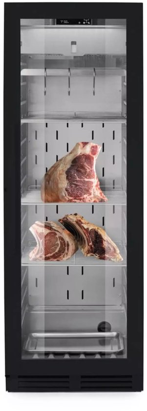 Arktic vleesrijpingskast - roestvast staal en gehard glas - UVC-sterilisatie en vochtregeling - 69,5x76x172 cm - zwart - 352 liter - voor professioneel gebruik