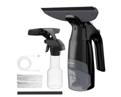 Vapore Elektrische Ruitenreiniger - Incl. Inwasser - Raamwisser met Ingebouwde Sproeifunctie - Ramenwasser - Raamtrekker - Raamzuiger - Incl. Microvezeldoek - Zwart