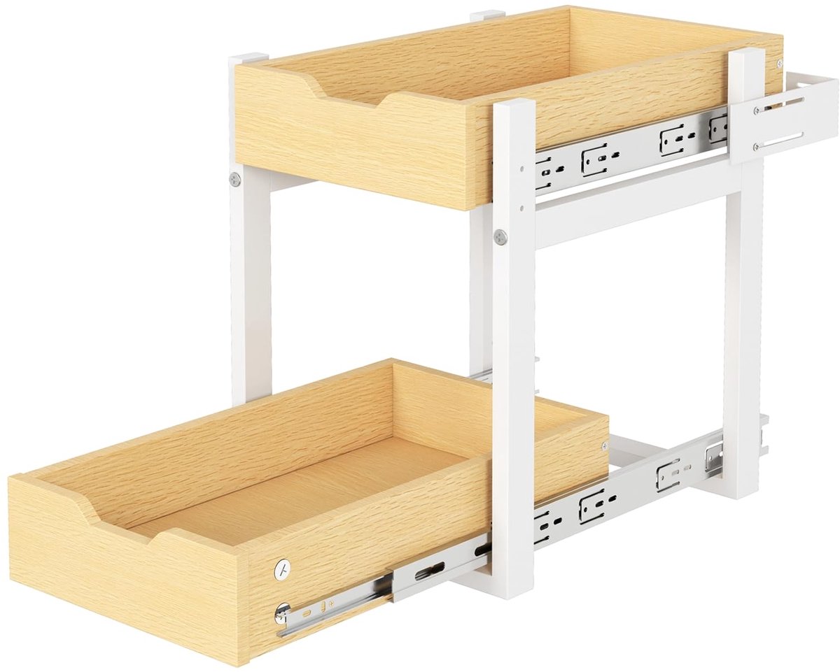 Azomor® Uitschuifbare houten lade voor keukenopslag met verstelbare hoogte