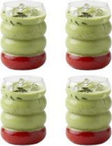 Betrahan Drinkglazen - Set van 4 - 350ML - Bubbelglazen - Glazen - Matchaglazen - Frisdrankglazen - Waterglazen - Inclusief GRATIS Glazen Rietjes