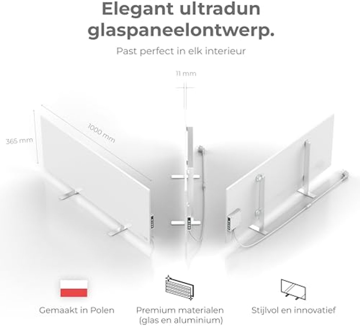 Intelligente Infraroodverwarmer 700 W - Energiezuinig en Milieuvriendelijk met WiFi, Muur- of Vloermontage
