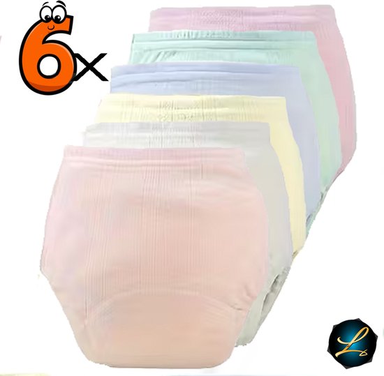 6-delige Set Zachte Katoenen Trainingsluiers / Oefenbroekjes voor Baby’s en jonge kinderen - Diverse Effen Kleuren