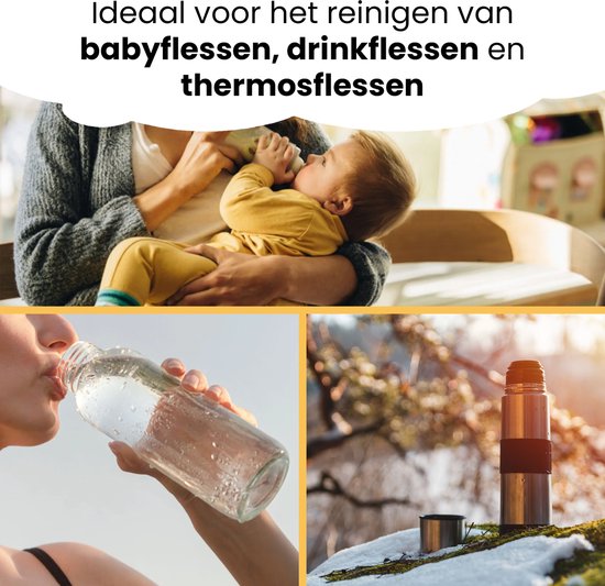 Ecologische flessen borstel - Flessenborstel eco- Flessenreiniger- Flessenrager-Handig in gebruik en anti bacterieel van Ecodis — afbeelding 3