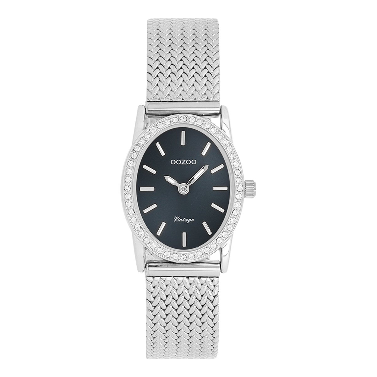 OOZOO Vintage series - Zilverkleurige horloge met metalen v-mesh armband - C20431