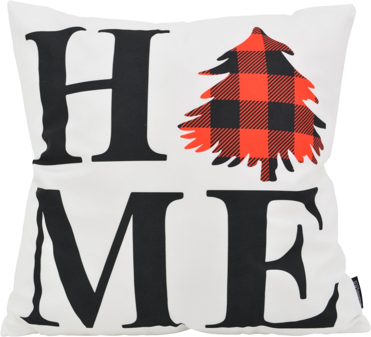 Gek op Kussens! Sierkussen HOME XMAS | 45 x 45 cm | Katoen/Polyester rood wit