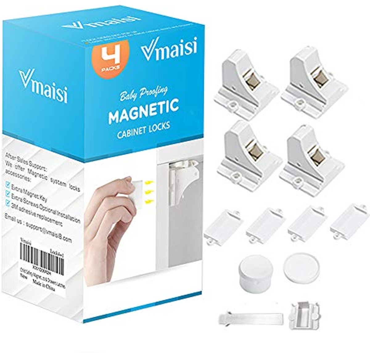 Magnetische kastsloten voor kinderveiligheid - 4-pack zelfklevende babylokken voor kasten en laden