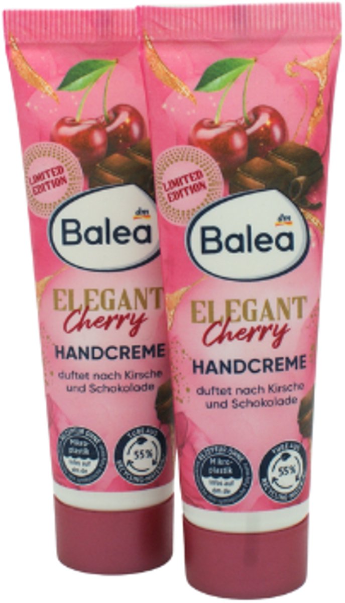 Balea Handcrème Elegant Cherry - Set van 2 - Reisverpakking | 2x 30ml - Kersen & Chocoladegeur | Limited Edition 2025