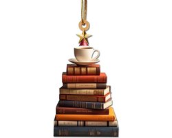 Boekenwurm Kerst ornament - Acryl Boekenboom Ontwerp Voor Bibliothecarissen - Uniek Lees Thema Cadeau Voor Vrouwen En Boekenliefhebbers