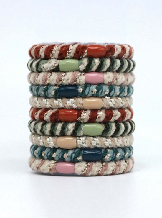 10 x Élastiques à cheveux Knekkie avec perles – Élastique et bracelet – Style Banditz – Style Noël – Couleur