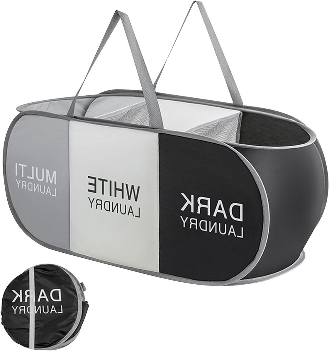 Orivio - Opvouwbare wasmand met 3 vakken 99 liter voor kleding speelgoed badkamer