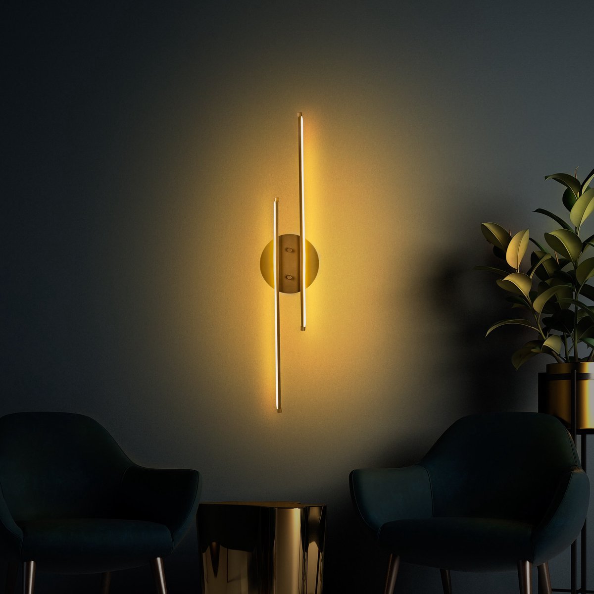 Asir - Wandlamp - Goud - 17 x 5 x 86 cm