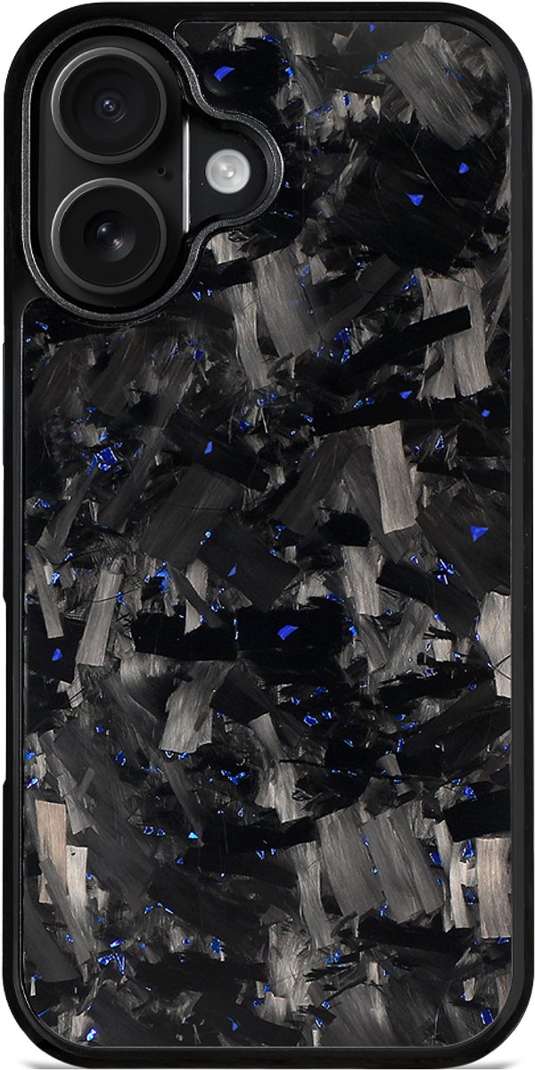 FirstClassCarbon – iPhone 16 – Carbon Fiber Hoesje – Forged Carbon – MagSafe Compatibel – Dun & Shockproof Telefoonhoesje – Blauw