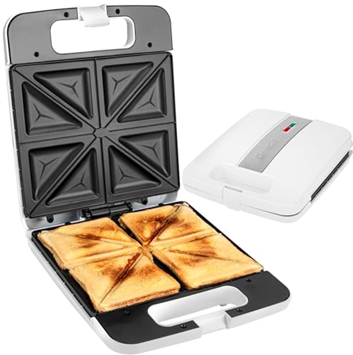 Elektrische Sandwichmaker voor 4 Sandwiches - Automatische Temperatuurregeling - 1200 Watt