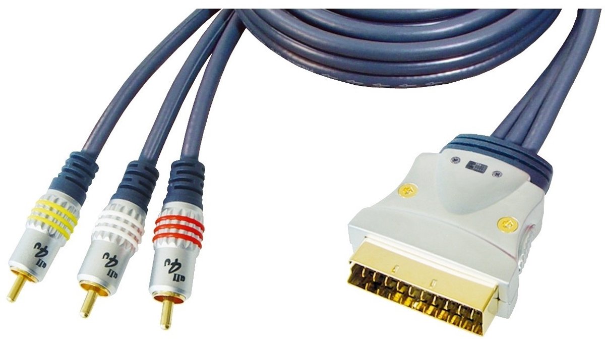 Premium Scart (m) - Composiet 3RCA (m) kabel - 1,5 meter