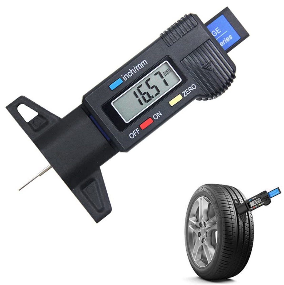 EXCITAT Dieptemeter - Loopvlakdieptemeter - met display - Bandendieptemeter - Geschikt voor auto's, motoren, bestelwagens, vrachtwagens