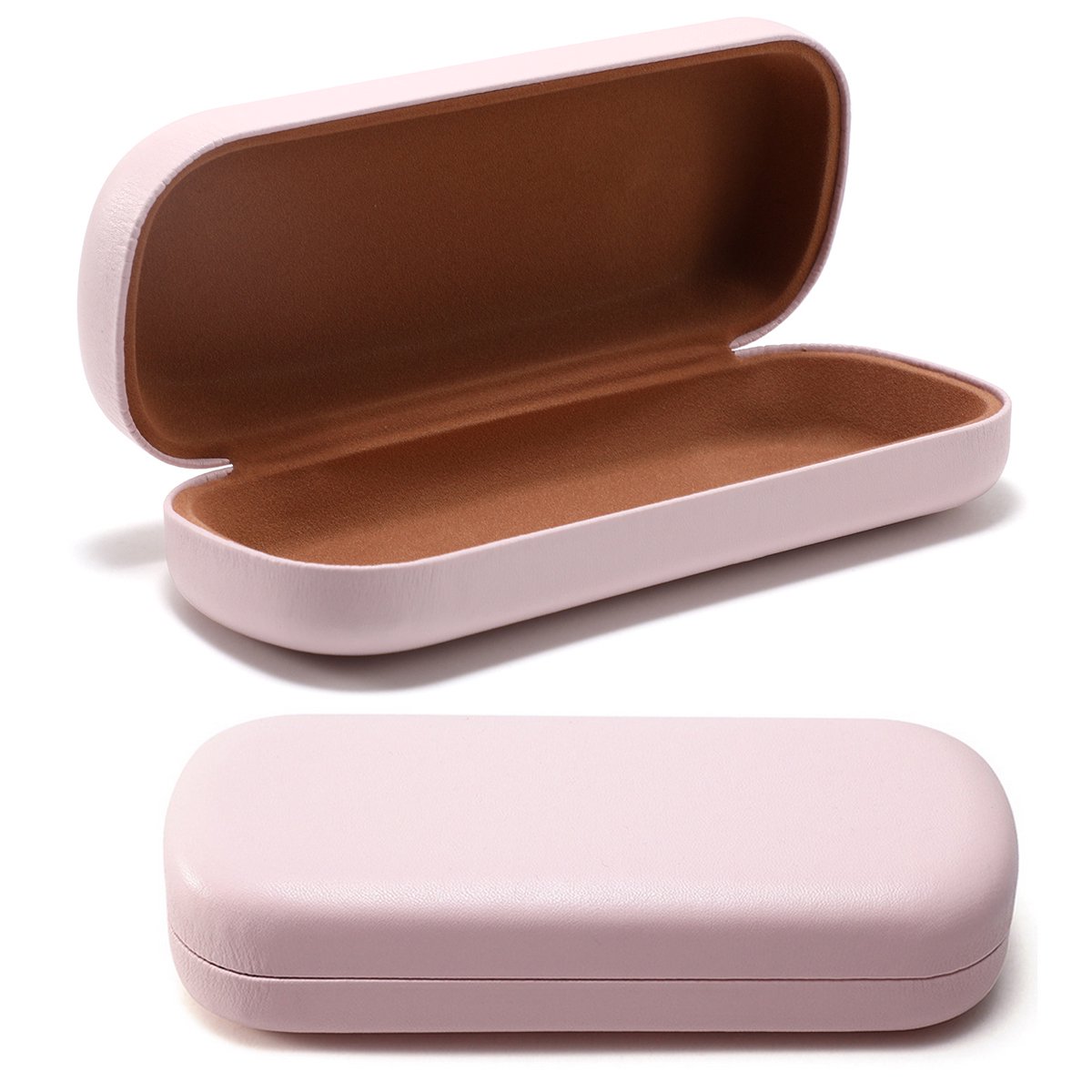 Brillenkoker-Hard case-Brillendoos-Brillenhoes-PU-leren brillenkoker-16 x 6.4 x 3.6cm-Lichtroze