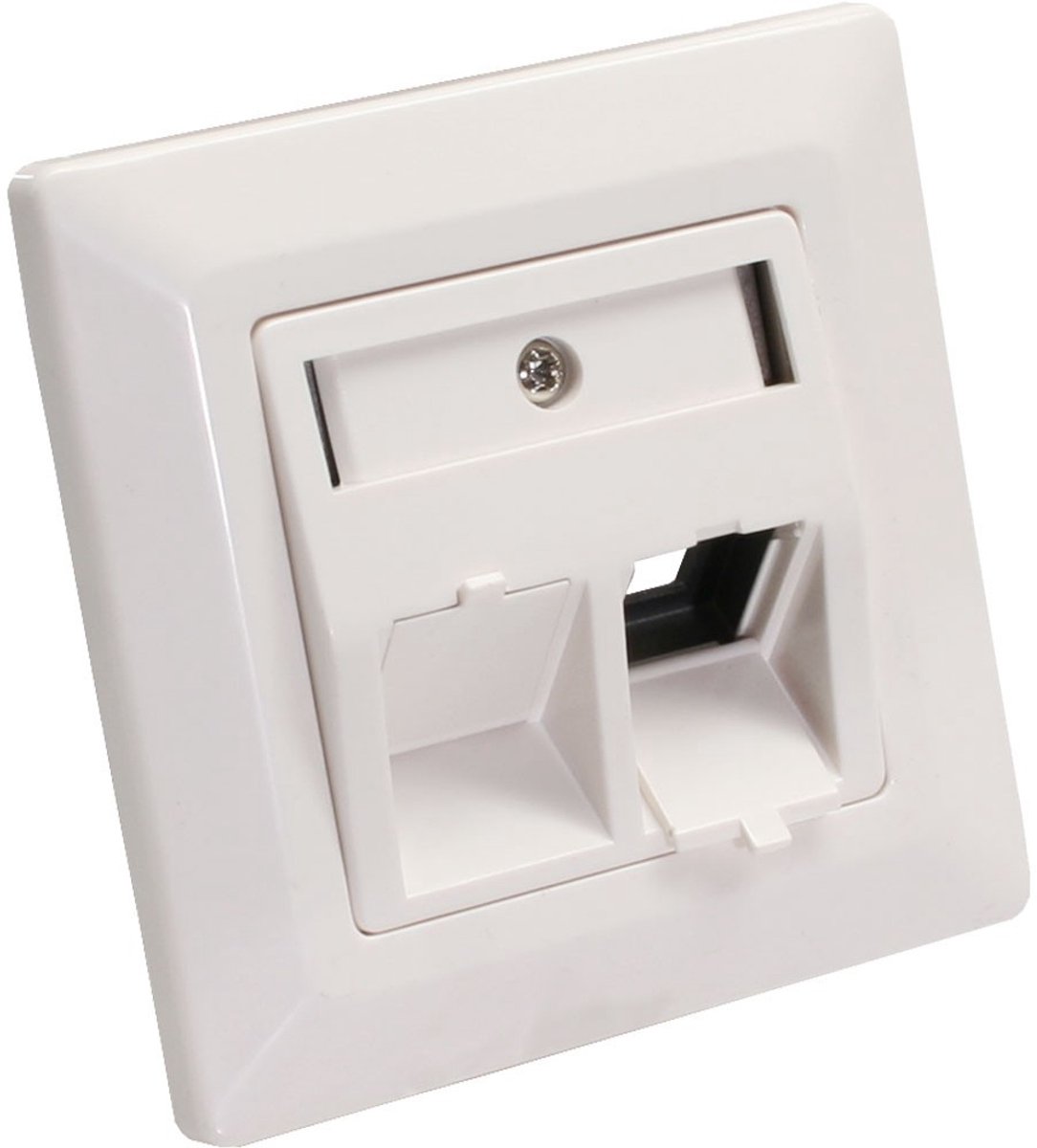 Wandcontactdoos voor 2 Keystone modules / wit (RAL9010)