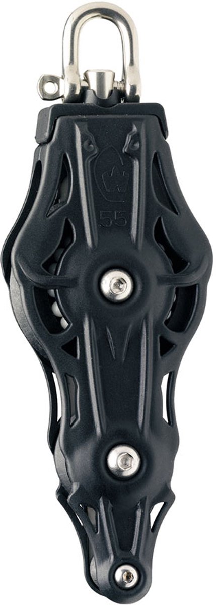 Wichard Lagerpoelie Met Vioolvormige Draaibare Sluiting Met Oog Zilver 55 mm