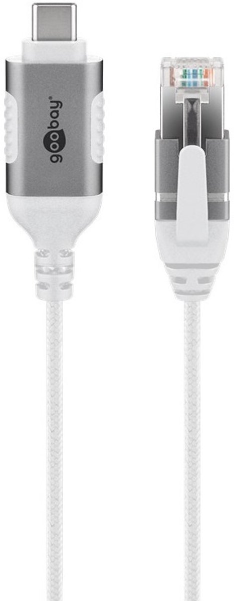 Goobay USB-C naar RJ45 LAN kabel | Slimline | USB3.0 | CAT6 | wit | 2 meter