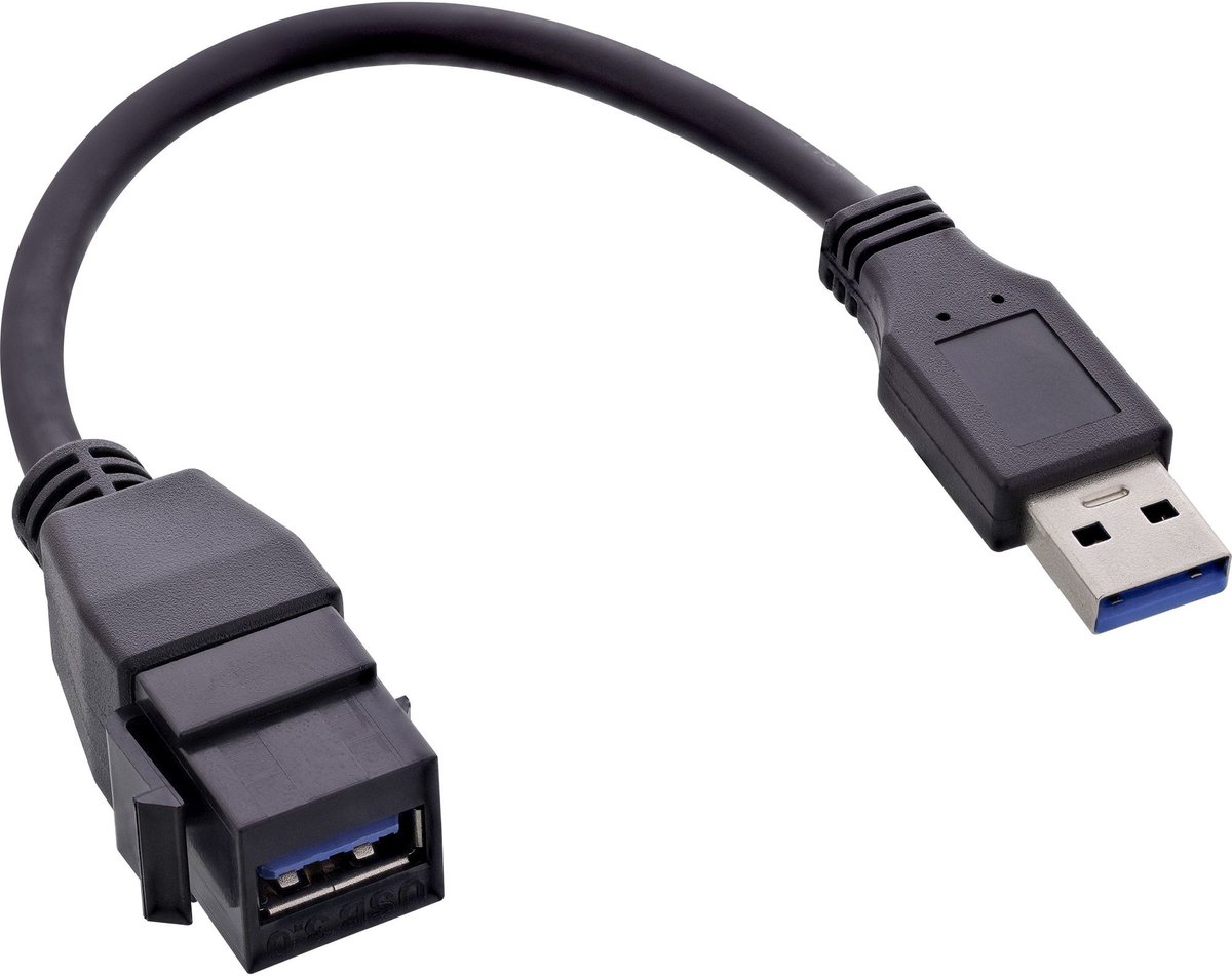 USB-A Keystone module - USB-A (m) | USB3.0 5 Gbps | zwart | 0,20 meter
