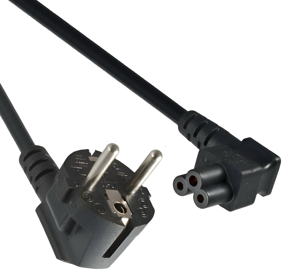 Apparaatsnoer met haakse C5 plug en haakse stekker - 3x 0,75mm / zwart - 5 meter