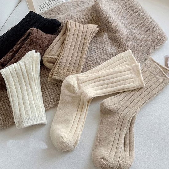 6 paires de chaussettes d'automne et d'hiver, chaussettes respirantes, chaussettes en laine cachemire pour femmes