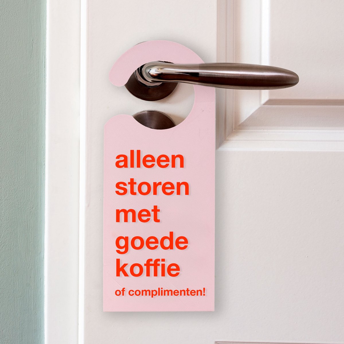 KLOQ Design Deurhanger voor koffieliefhebbers - 100% bioplastic - Pastel roze & Neon rood - koffie of complimentjes- Grappig kado voor koffie gekkies - 3D geprint in Nederland.