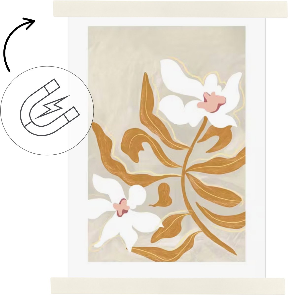 Handles and more - Magneet strips recht - Creme - 35 x 2,5 cm - set van 2