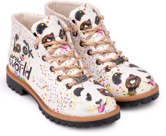 Bottes pour femmes Goby Panda – Bottes à lacets pour femme – Cuir vegan – Handgemaakt – Taille 37