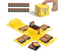 Game card case - Gamekoffer geschikt voor Nintendo Switch-Spelkaartpakket-16 game-opslagkubussen-Draagbare gamekaartopbergtas-geschikt voor Switch Lite/Oled-geel