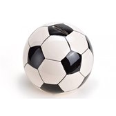 Tirelire football noir et blanc 13 cm en céramique