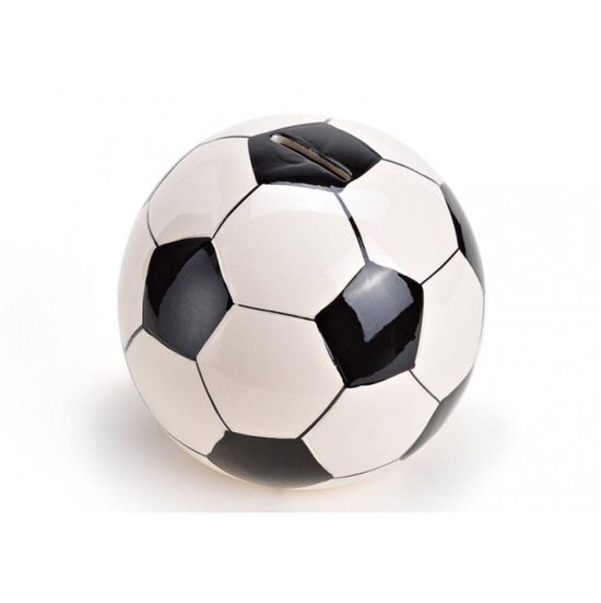 Tirelire football noir et blanc 13 cm en céramique | bol