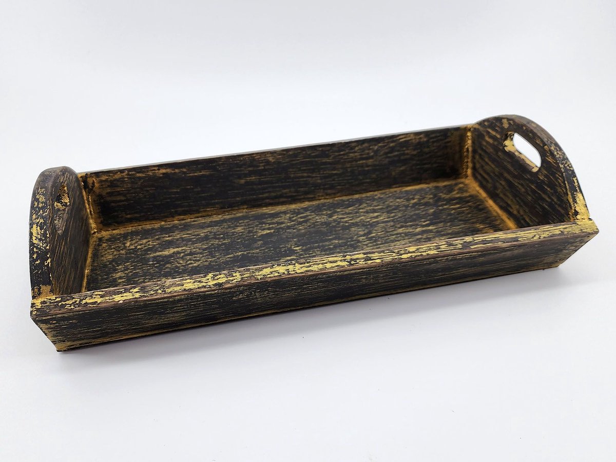 Dienblad 16x8cm black gold