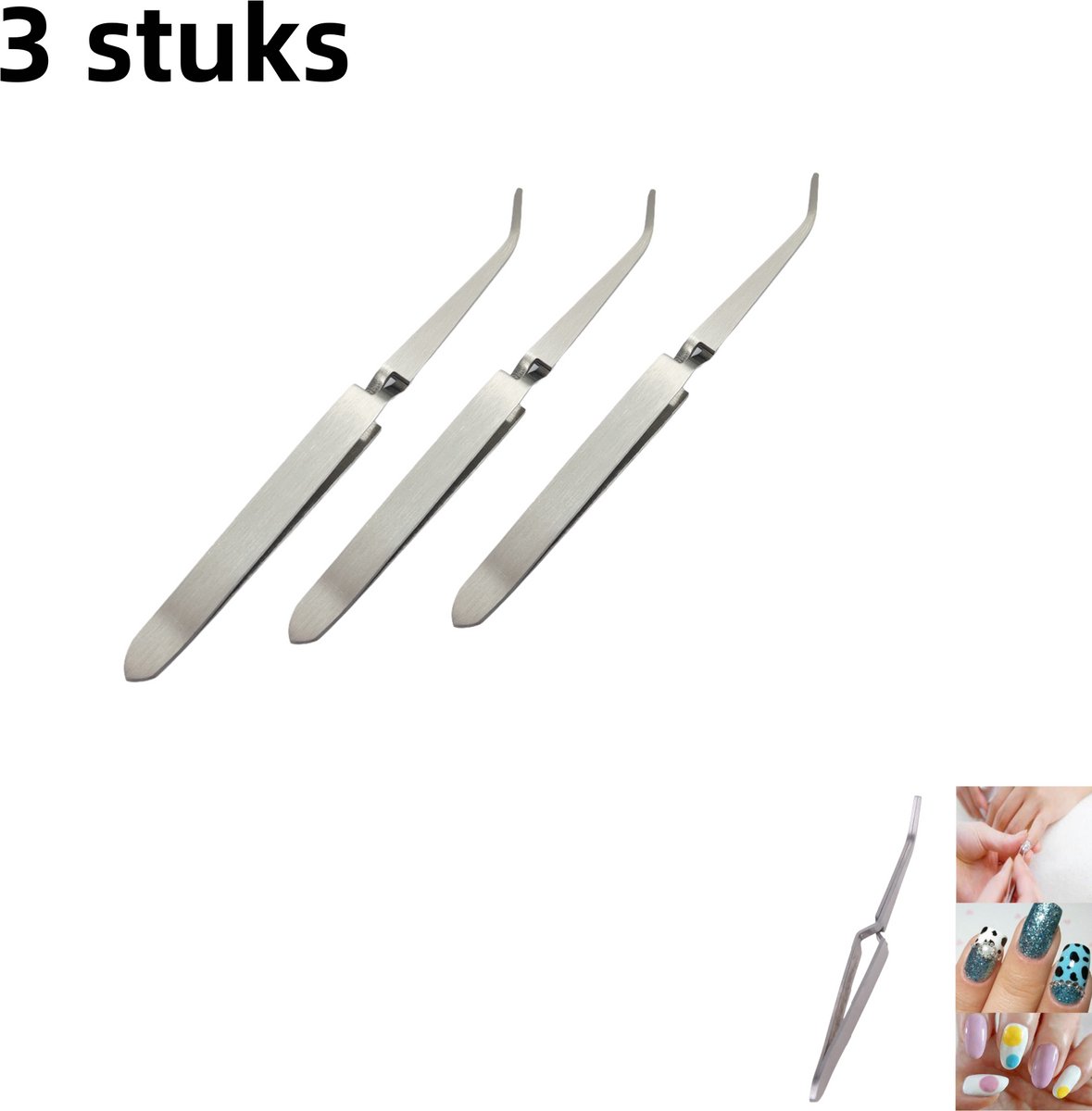 Set van 3 - Multifunctionele nagelvormclips - Bouwclips - Verlengstuk voor vormpincet - Zilver