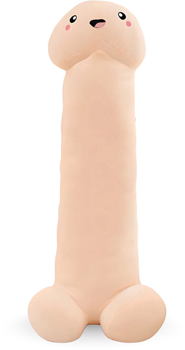 JustValue Penis Knuffel - 90 cm - Erotiek - Bodypillow - Piemel - Zacht - Kussen - Sex Toy - Beige - Vanille - Blank