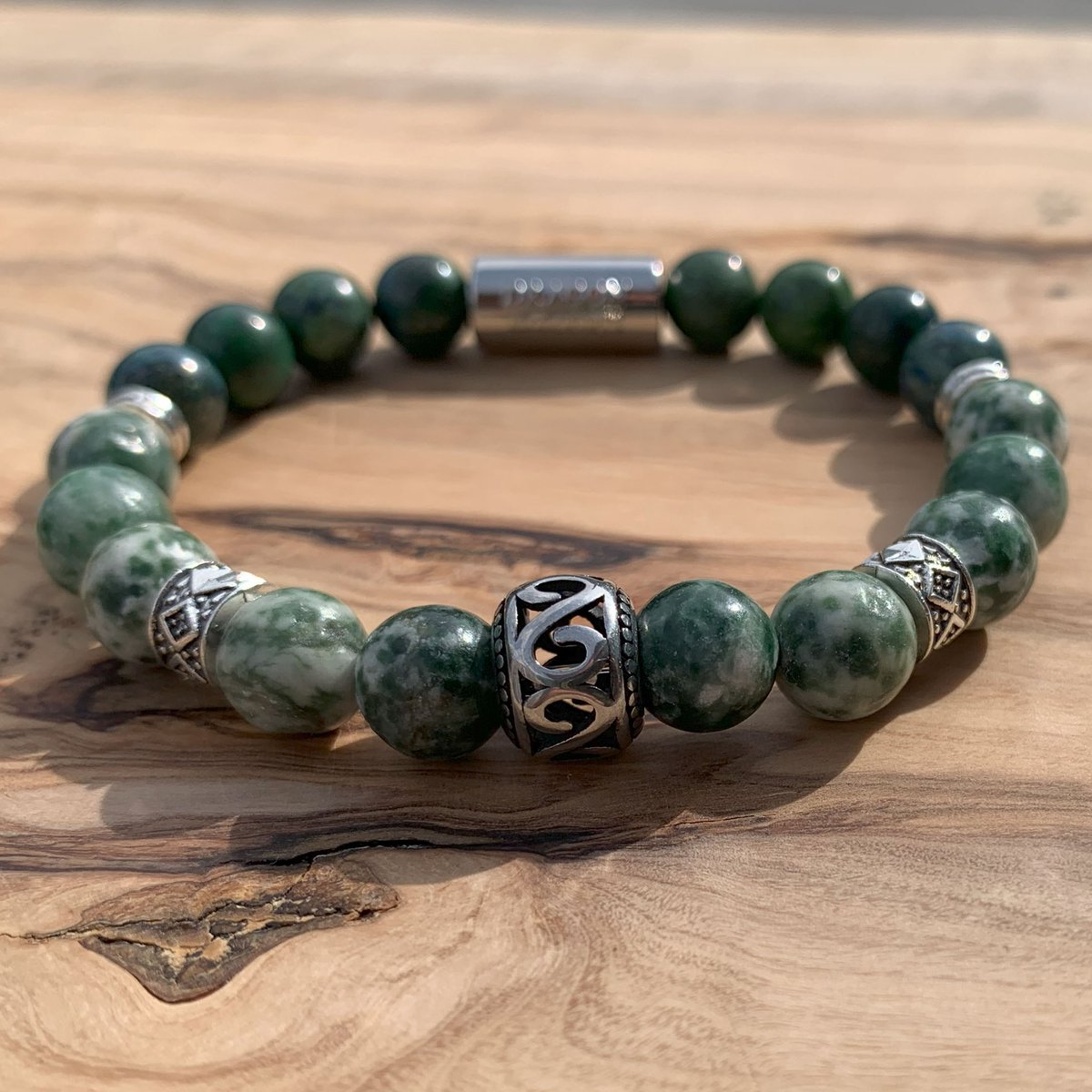 Dragon Bracelets Viking - Heren Armband - Green Spot - Azuriet - Groen - Natuursteen