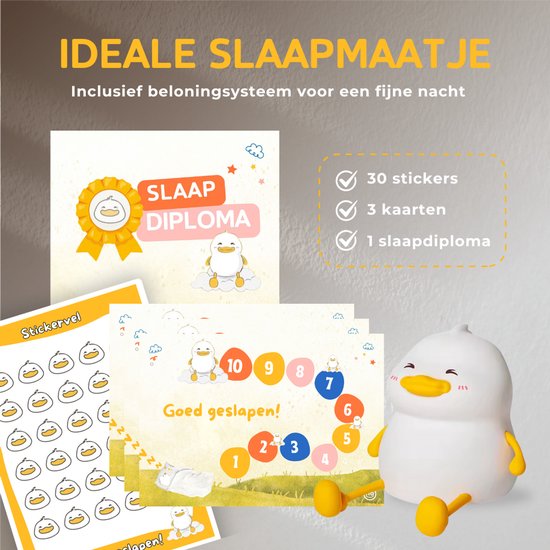 HAPPY NEEDS® Nachtlampje Ducky - Slaaptrainer - Nachtlamp Baby & kind - USB Oplaadbaar - Warm wit licht - Slaapkamer & Babykamer van HAPPY NEEDS® — afbeelding 3